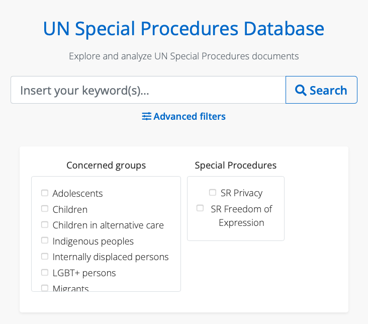 UN special procedures database
